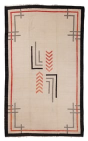 Mansion-Size Art Deco Flatwoven Rug, India, Late 20th C., 12'2'' x 20'0''
