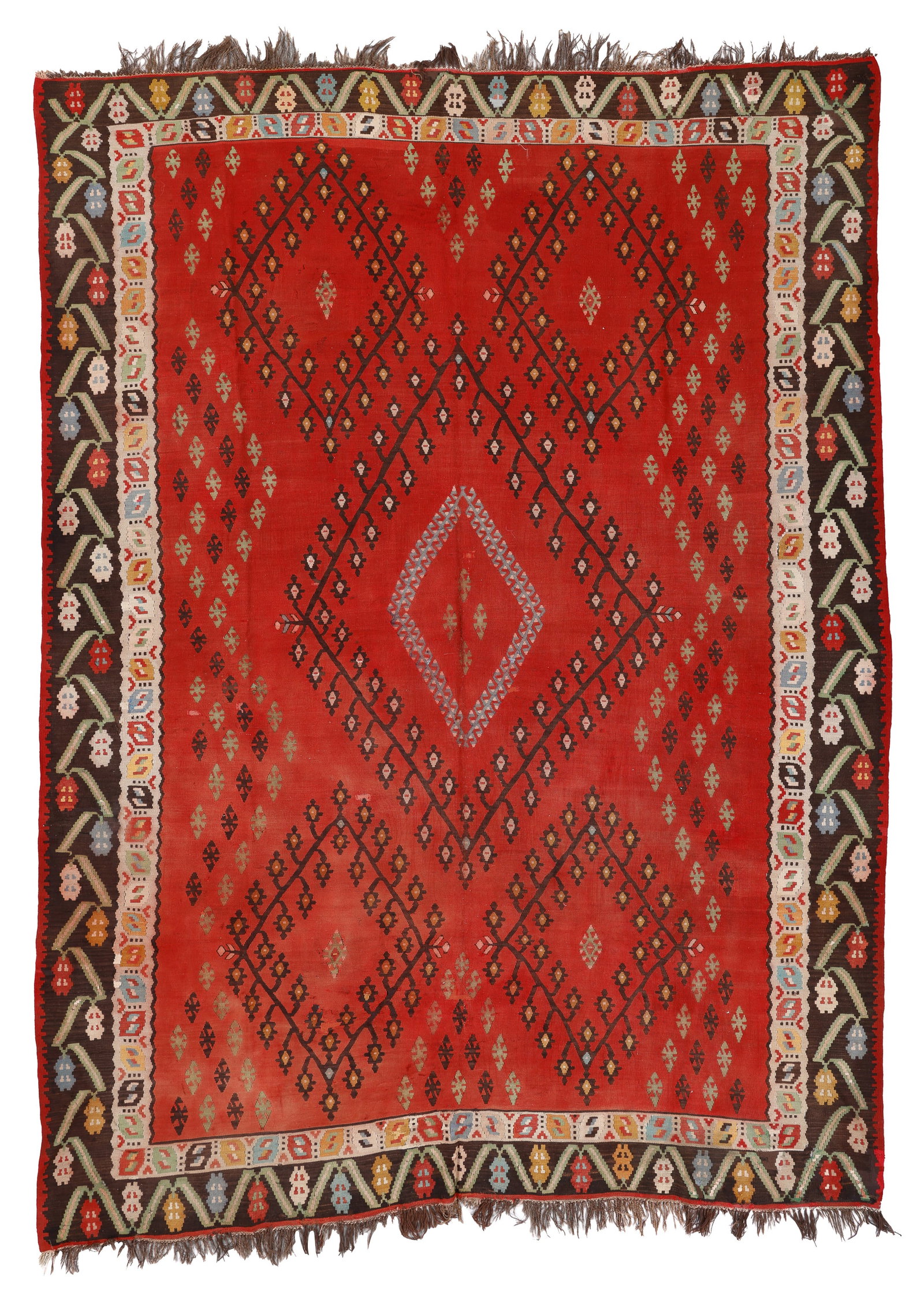 Sarkoy Kilim, Balkans, Early/Mid 20th C., 8'1'' x 11'1'': Sarkoy Kilim, Balkans, Early/Mid 20th C., 8'1'' x 11'1'' (246 x 338 cm). Weight: 22 lbs. Material: wool surface, wool warp.