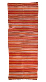 Striped Anatolian Kilim, Turkey, Ca. 1940, 4'8'' x 12'1''