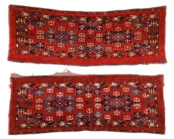 2 Kepsi Gol Turkmen Trappings, Turkmenistan, Late 19th C