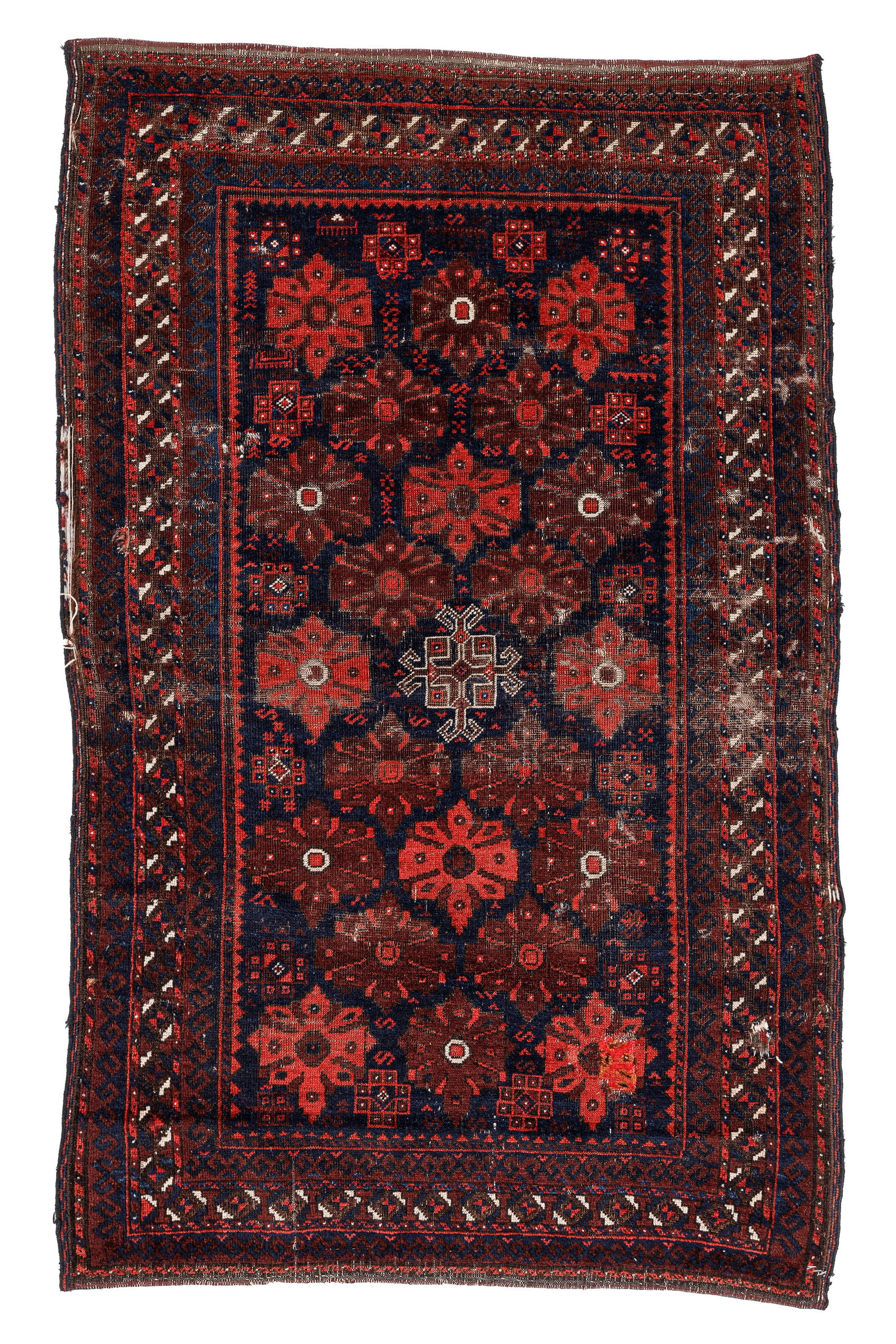 Baluch Rug, Persia/Afghanistan, Late 19th C., 2'11'' x 4'7'': Baluch Rug, Persia/Afghanistan, Late 19th C., 2'11'' x 4'7'' (89 x 140 cm). Weight: 4 lbs. Material: wool pile, wool warp, wool weft.