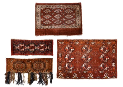 Estate Grouping of 4 Antique Ersari & Yomud Trappings, Turkmenistan