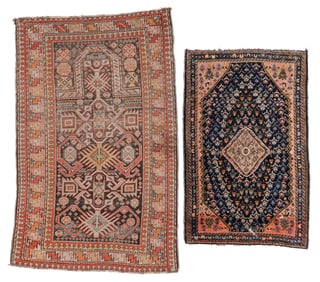 Caucasian Prayer Rug & Persian Gashgai Rug, Ca. 1900