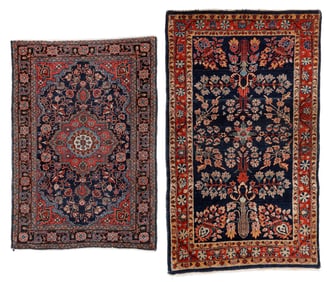 2 Estate Blue Hamadan & Sarouk Rugs, Persia, Early 20th C