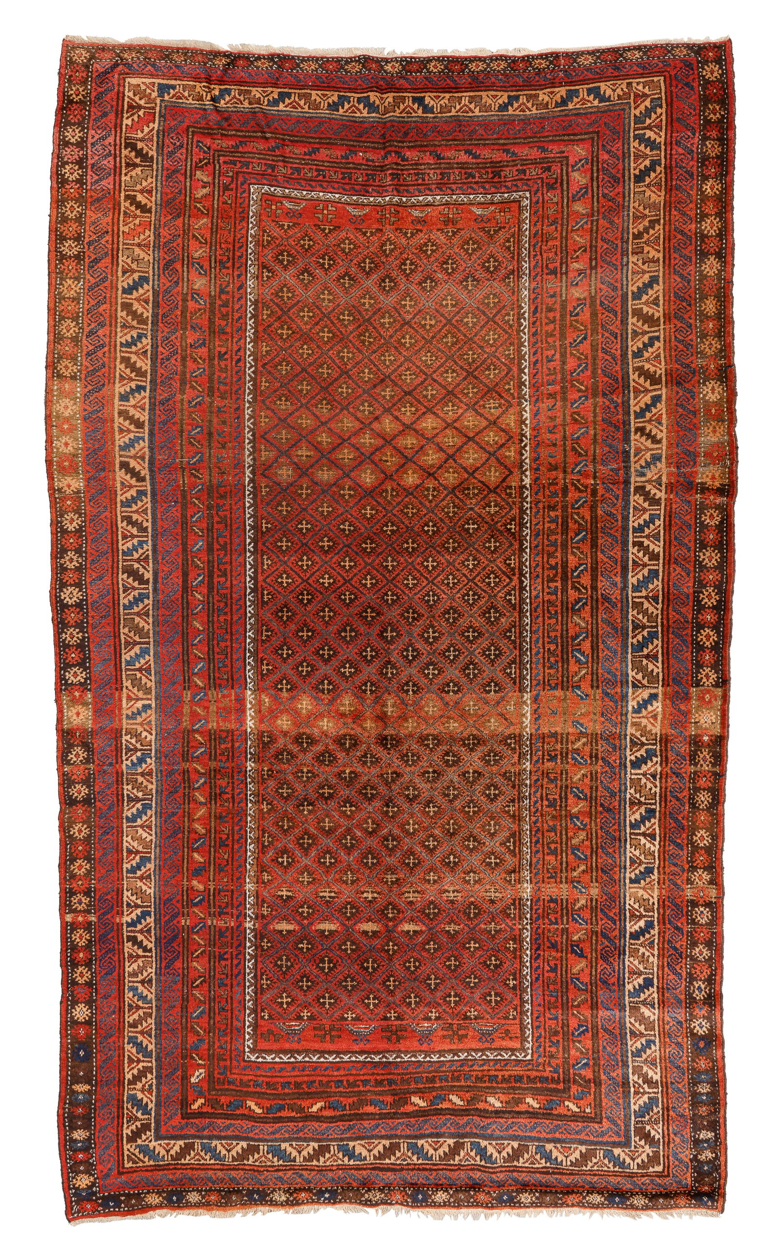 Baluch Main Rug, Persia/Afghanistan, Early/Mid 20th C., 6'9'' x 11'5'': Baluch Main Rug, Persia/Afghanistan, Early/Mid 20th C., 6'9'' x 11'5'' (206 x 348 cm). Weight: 29 lbs. Material: wool pile, wool warp, wool weft.
