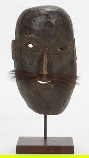 Himalayan Mask, Monpo people, Arunachal Pradesh: Himalayan Mask. Monpo people, Arunachal Pradesh. On Amyas Naegele metal stand. Size: 10'' x 6'' x 4.5'' (25 x 15 x 11 cm); Height on stand: 13.25" (34 cm). Provenance: Ex. Weill collection, New York.