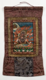 Antique Tibetan Thangka of Mahakala, 19th C.
