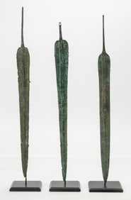 3 Ancient Luristan Bronze Spear Head Blades, 20"+