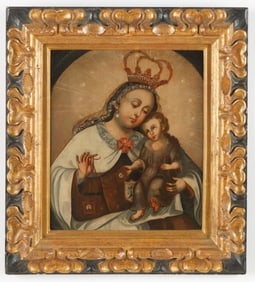 Mexican Spanish Colonial Painting, Madonna of Mount Carmel