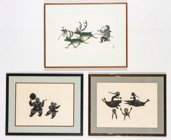 3 Framed Large Inuit Prints