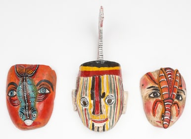 Three Mexican Folk Art Festival Masks