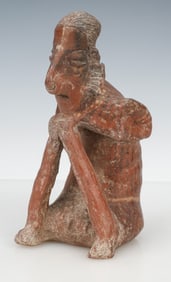 Pre-Columbian Nayarit Pottery Mourning Figure, H: 9"