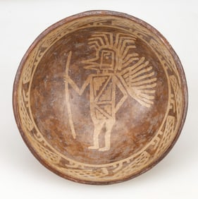 Pre-Columbian Carchi Narino Pottery Bowl With Figural Interior