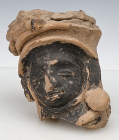 Pre-Columbian Veracruz Pottery Head, H: 7"