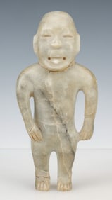 Pre-Columbian Olmec Jade Were Jaguar Figure, H: 7.5"