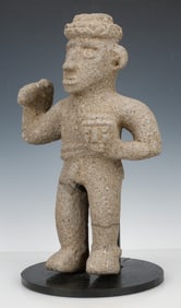 Costa Rican Carved Volcanic Stone Figure, H: 17"