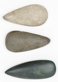 Set of 3 Pre-Columbian Taino Stone Celts Hispanola, crica 100-1400AD