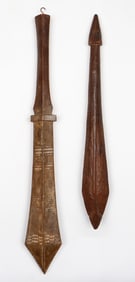 2 Antique Samoan or Solomon Islands War Clubs