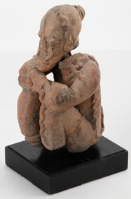 Ancient Djenne Terracotta Seated Figure With Snakes, Mali, H:10"