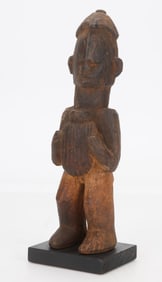 Small African Igbo Shrine Figure Holding a Ritual Container
