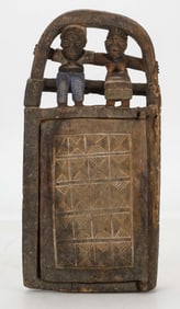 African Yoruba Mirror Box with a Happy Couple Motif, 1930s
