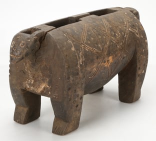Rare Mambila Janus Zoomorphic Slit Drum, Cameroon