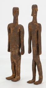 2 African Bamana Iron Figures, H: 12.5" - 13"