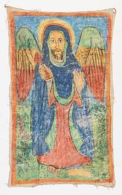 Ethiopian Church Painted Cloth Wall Hanging, 40" x 24"