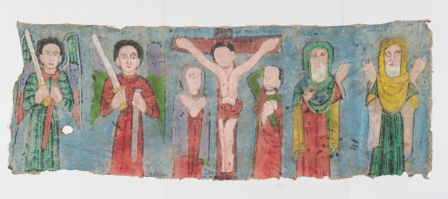 Ethiopian Church Painted Cloth Wall Hanging, 26" x 70"