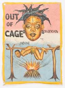 African Folk Painted Movie Poster, 1980's, Ghana, 62'' x 45''