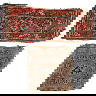 Two 19th C. Caucasian & NW Persian Weavings: Two 19th C. Caucasian & NW Persian Weavings, including a Caucasian sumak bagface and a NW Persian Kurd pile front. Sizes: 1) 1'8'' x 1'10'' (51 x 56 cm); 2) 3'6'' x 1'5'' (107 x 43 cm).