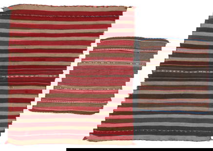 Aymara Incuna and Tari Ceremonial Cloths, Dept. of La Paz, 19th C.: Aymara Incuna and Tari Ceremonial Cloths, Dept. of La Paz, 19th C. Wool. Very nice and archaic Incuna cloth used as a table for ritual along with a woman’s coca blanket. Both show wear consistent