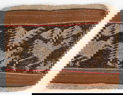 Jalqa Huayaca Grain Bag, Potolo, Dept. of Potosi, 20th C.: Jalqa Huayaca Grain Bag, Potolo, Dept. of Potosi, 20th C. Sheep wool in natural colors. The textiles woven in the region referred to as Potolo are among the most graphically expressive weavings in