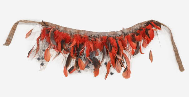 Man's Ceremonial Crown, Amazon Region, Brazil, 1950-1980: Man's Ceremonial Crown, Amazon Region, Brazil, 1950-1980. Feathers and bast fiber. Man’s ceremonial head wear of scarlet tanager and other avian feathers incorporated into a woven bast fiber band
