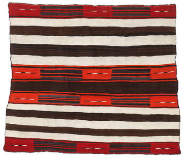Navajo Second Phase Revival Chief's Blanket, Ca. 1890-1910, 4'7'' x 5'0'': Navajo Second Phase Revival Chief's Blanket, Ca. 1890-1910, 4'7'' x 5'0'' (140 x 152 cm). Wool. Private Delaware estate collection.