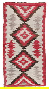 Navajo Rug, 1930-1940, 1'8'' x 3'2'': Navajo Rug, 1930-1940, 1'8'' x 3'2'' (51 x 97 cm). Wool.