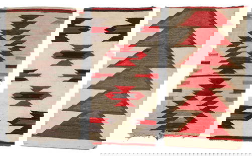 3 Navajo "Gallup Throw" Weavings, 1950-1960: 3 Navajo "Gallup Throw" Weavings, 1950-1960. Wool.Sizes Ranging From: 1'5'' x 3'0'' (43 x 91 cm); To: 1'7'' x 3'0'' (48 x 91 cm).