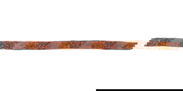 Ocucaje or Early Paracas Culture Turban or Belt Textile, South Coast, c. 600- 200 BCE: Ocucaje or Early Paracas Culture Turban or Belt Textile, South Coast, c. 600- 200 BCE. A unique depiction of the smiling Occult deity as a series of 16 segmented crustaceans, most likely crayfish,