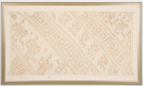 Large Chancay Gauze Textile With Frogs And Pelicans