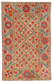 Central Asian Suzani, Uzbekistan, 19th C., 3'3'' x 5'2''