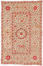 Fine Central Asian Suzani, Uzbekistan, 19th C., 7'5'' x 4'10''