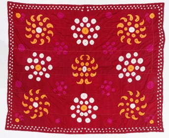 Uzbek Plangi Tie-Dye Silk Wall Hanging, Mid 20th C.