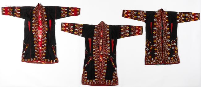 3 Turkmen Embroidered Robes, Afghanistan, Early 20th C.
