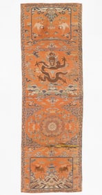 Chinese Silk Embroidered Dragon Chair Cover, Late Qing Dynasty