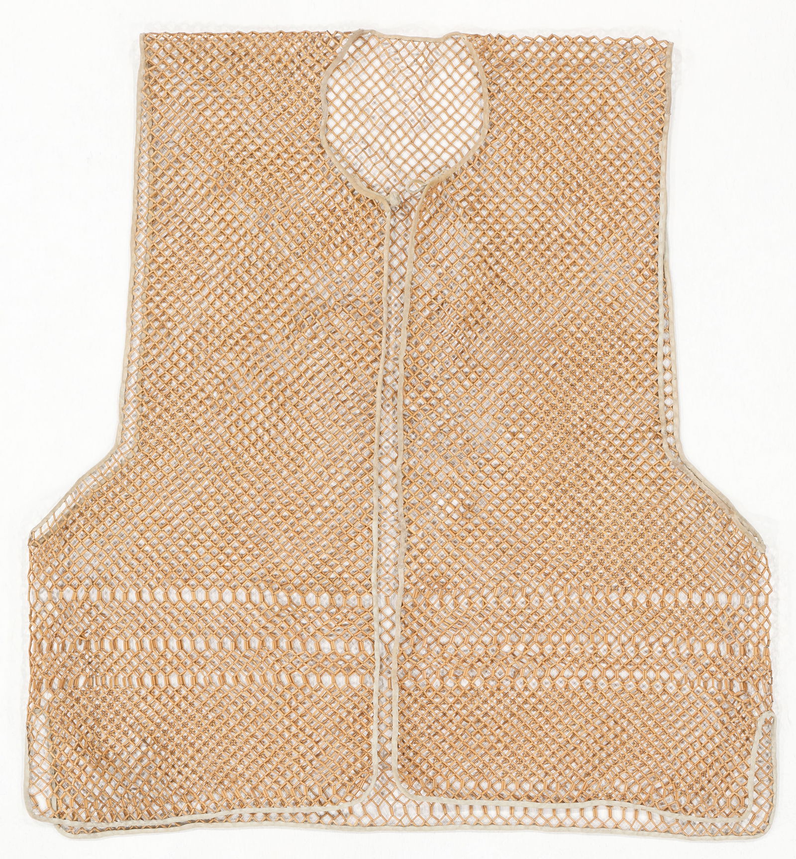 Chinese Men's Bamboo Vest, South China, 19th C.: Chinese Men's Bamboo Vest, South China 19th C. Bamboo and linen. Worn as an undershirt under silk garments and during the summer to allow for air circulation and protection of the silk from body oils.