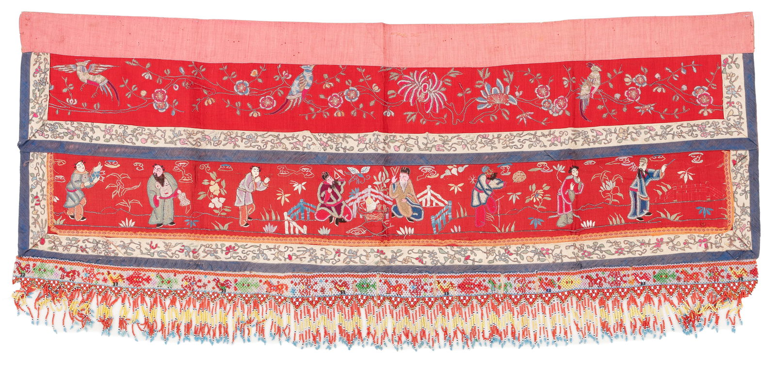 Straits Chinese Embroidered Silk Wedding Bed Valance, Early 20th C. (1 of 3)