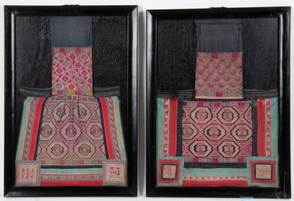 Framed Miao Baby Carrier Textiles, Guizhou Province, Southern China, Early 20th C.
