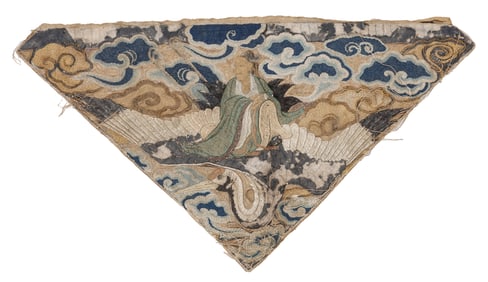 Japanese Embroidered Buddhist Temple Valance, Late 19th C.
