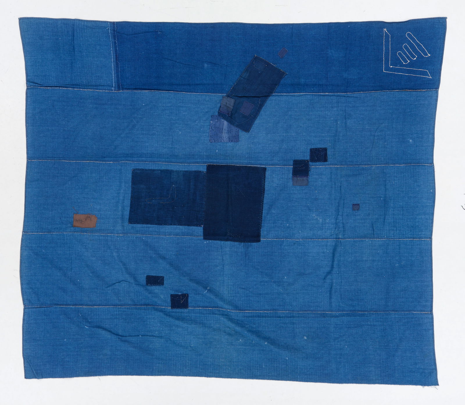 Japanese Indigo Dyed Boro Patchwork Textile (1 of 3)