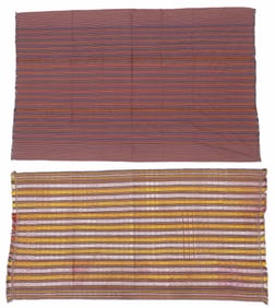 2 Bhutanese Striped Cotton Kira Textiles, 20th C.